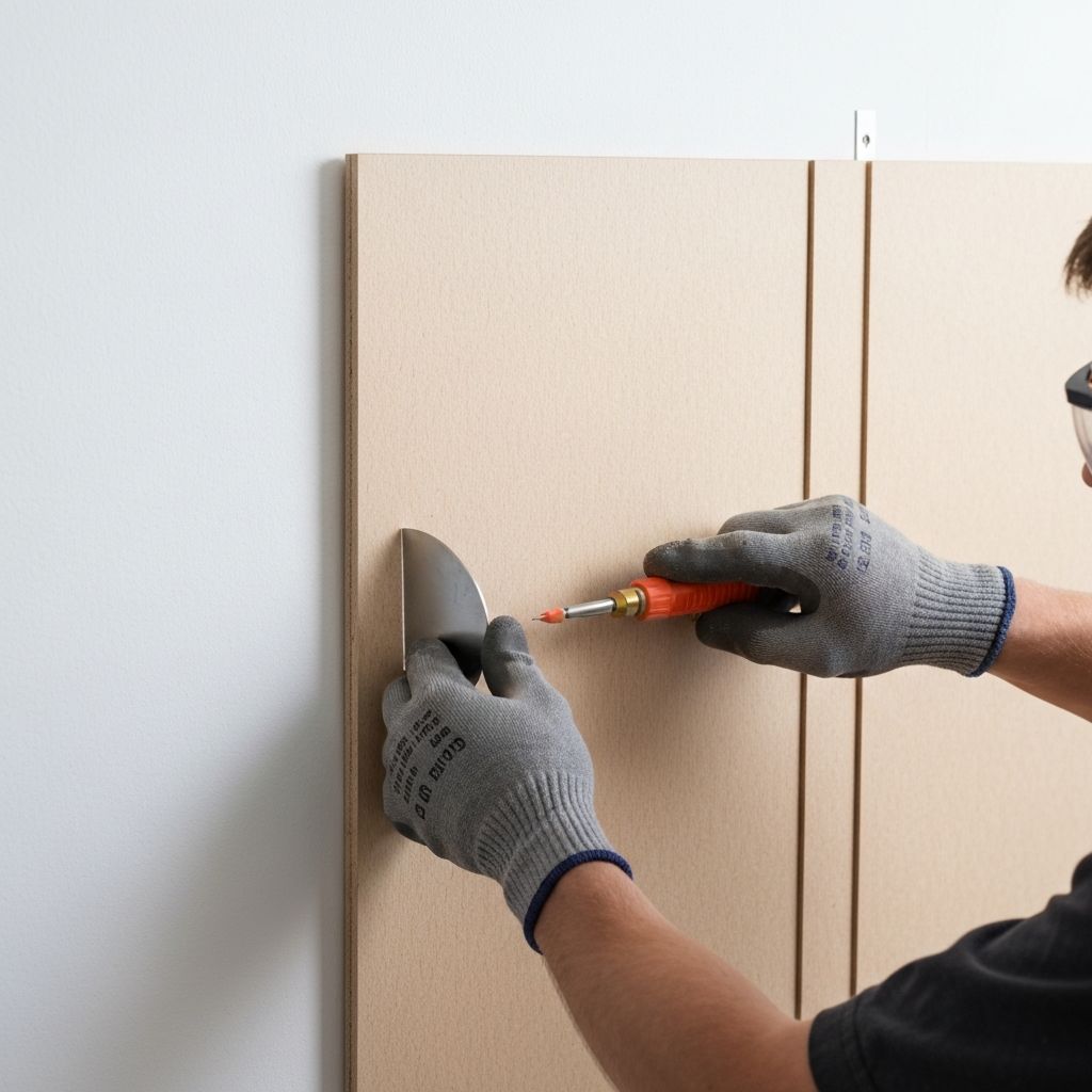 תהליך התקנת חיפוי קיר MDF