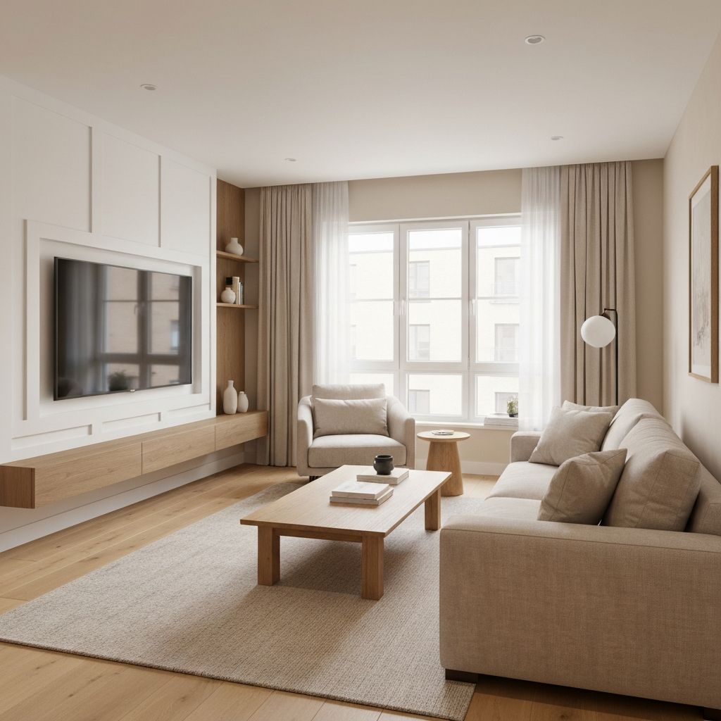 קיר טלוויזיה בסלון דירה חדשה